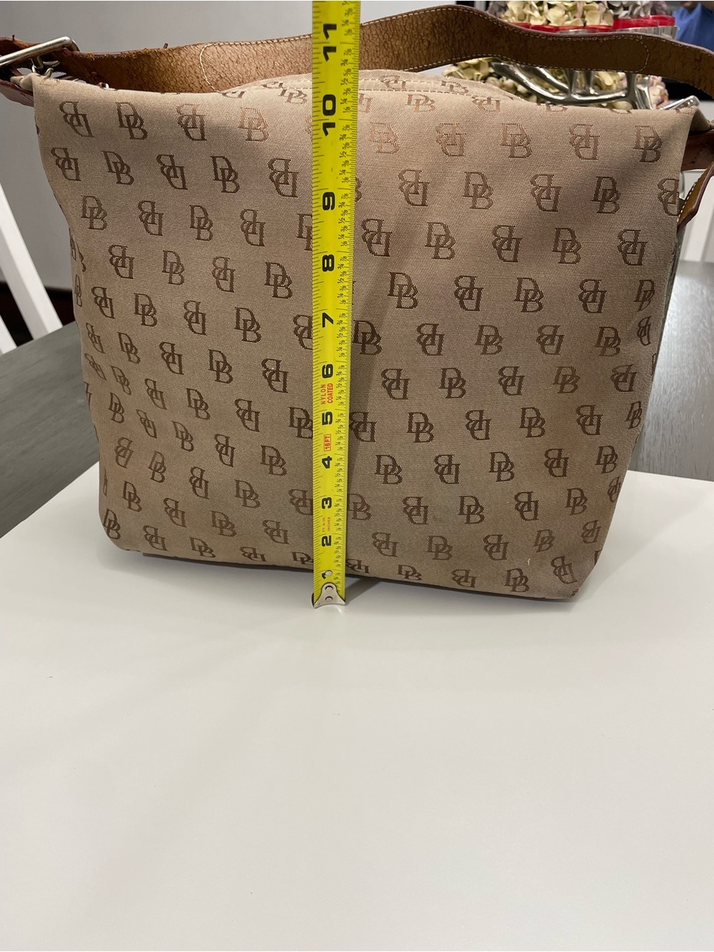 Dooney Bourke Monogram brown Shoulder Bag with Brown Leather Strap - Picture 3 of 12